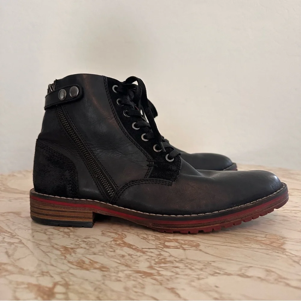 TESTOSTERONE’Ball of Fire’ Black Leather Upper Men's Ankle Boots size 41